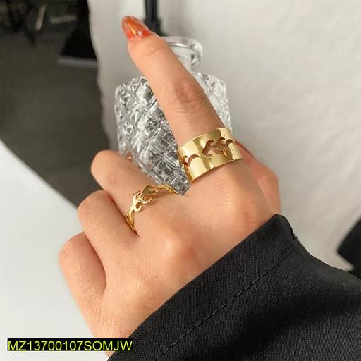 2 Pcs Trendy Couple Flame Rings 