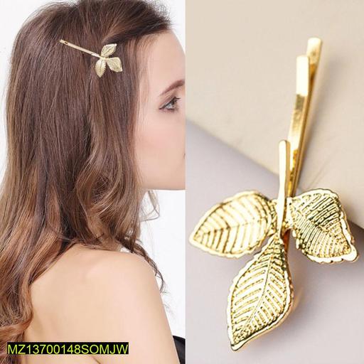 1 Pcs Three Dimensional Leaves Hairpin In Golden