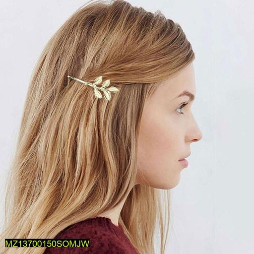 1 Pcs Five Dimensional Leaves Hairpin Golden