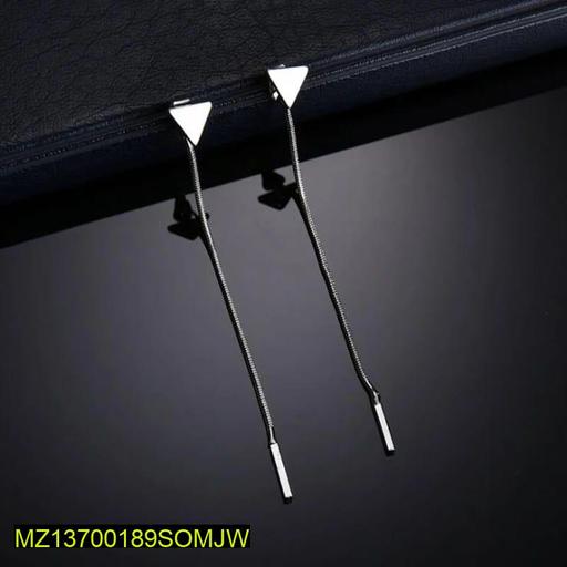Pair Of Alloy Silver Plated Stylish Long Tassel Earrings