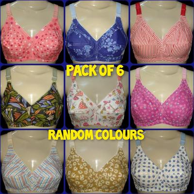 Pack Of 6 Cotton Bra For Girls & Women , Comfortable And Lightweight Non-Padded Bra