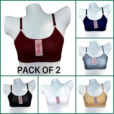 Comfortable Multicolor Jersey Non-Padded Bra - Pack Of 2 Teen BD Bras