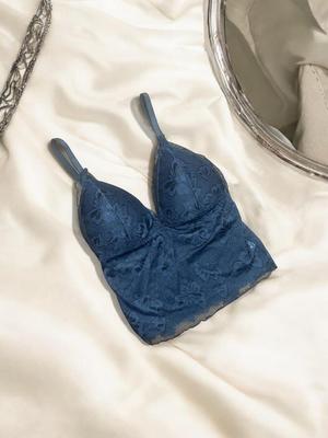 Jacquard Lace Work Comfortable And Lightweight Plunge Bra