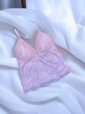 Jacquard Lace Work Comfortable And Lightweight Plunge Bra