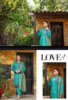 Blue Digital Print Lawn Suit - 3 Pcs Ensemble