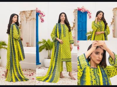 Stunning Digital Print Lawn Suit - 3 Pcs in Vibrant Green