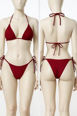Lycra Plain Comfortable And Breathable Bikini Set