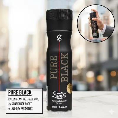 Lamis Creation Pureblack Bodyspray, 200 mMl | Long Lasting Fragrances 