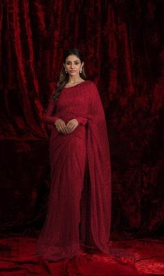 Stylish Stitched Saree with Sequins - 1 Pc Shamoz Silk