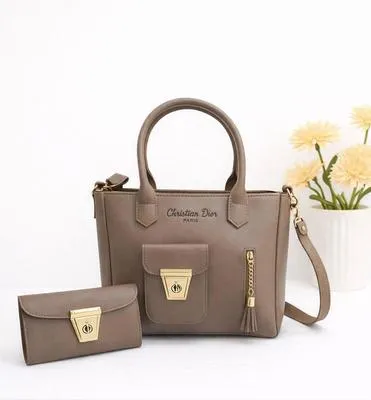 Girl's Leather Plain Hand Bag Set