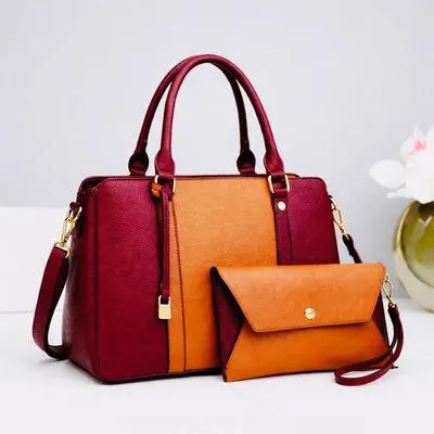 Women's Leather Plain Hand Bag Set