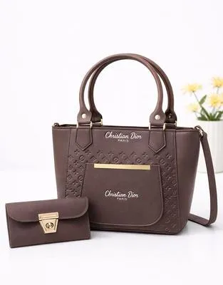 Women's Leather Plain Hand Bag Set