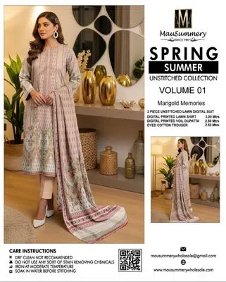 3 Pcs Women's Unstitched Digital Print Suit