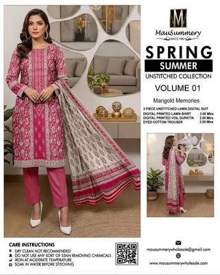 3 Pcs Women's Unstitched Digital Print Suit