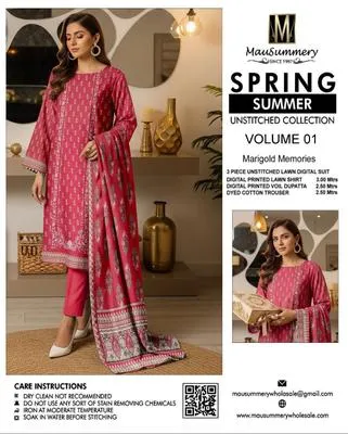 3 Pcs Women's Unstitched Digital Print Suit