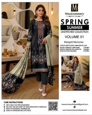 3 Pcs Women's Unstitched Digital Print Suit