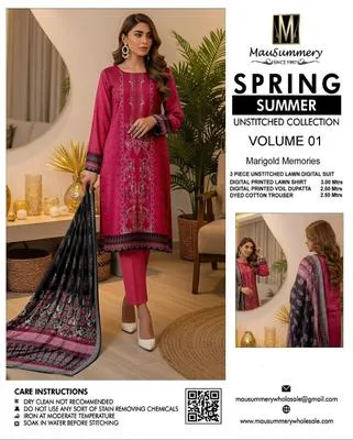 3 Pcs Women's Unstitched Digital Print Suit