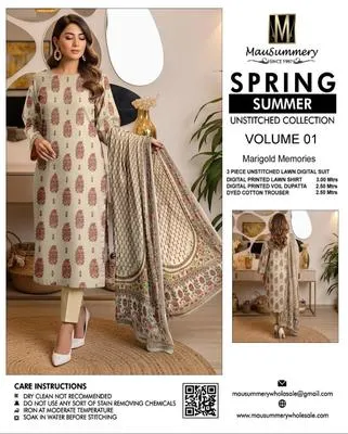 3 Pcs Women's Unstitched Digital Print Suit