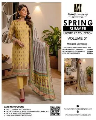 3 Pcs Women's Unstitched Digital Print Suit