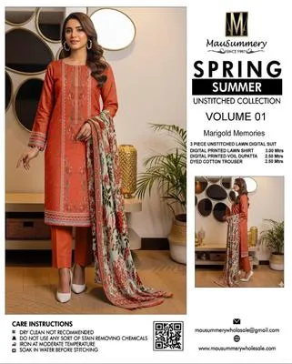 3 Pcs Women's Unstitched Digital Print Suit