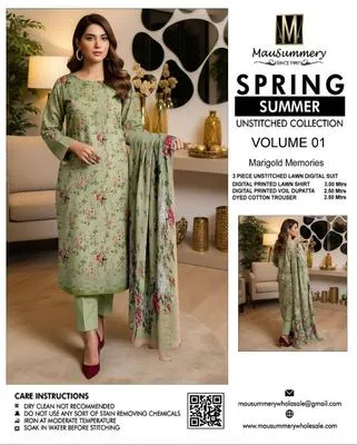 3 Pcs Women's Unstitched Digital Print Suit