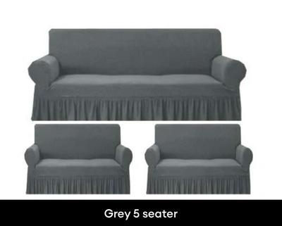 5 Seater Mesh Sofa Cover - Plain Grey Elegance