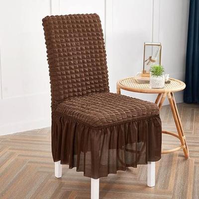 6 Pcs Brown Textured Jersey Chair Covers - Elegant Protection for Your Furniture