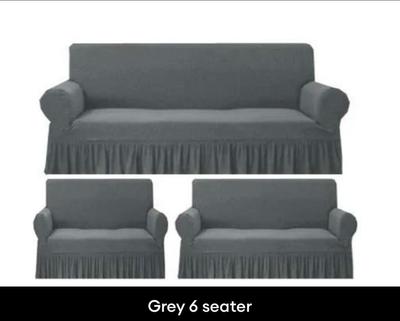 Grey Mesh 6 Seater Sofa Cover - Plain Design, Perfect Fit for Your Living Space
