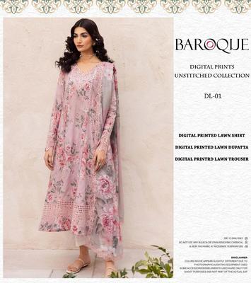 3 Pcs Women's Unstitched Printed Embroidered Suit