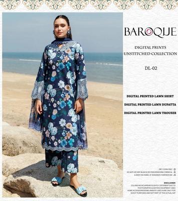 3 Pcs Women's Unstitched Embroidered Suit