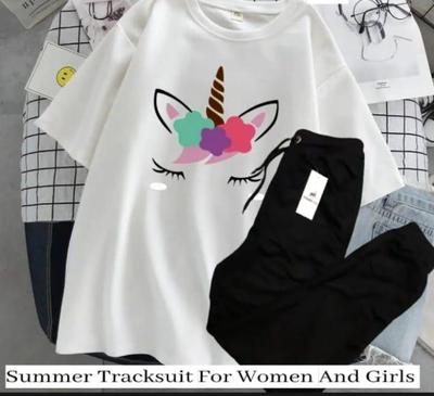 2 Pcs Women's Stitched Printed Tracksuit