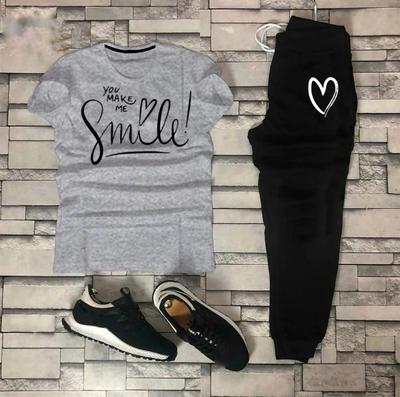 2 Pcs Women's Stitched Printed Tracksuit