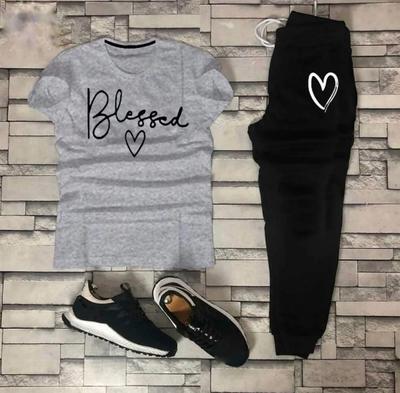 2 Pcs Women's Stitched Printed Tracksuit