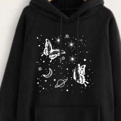 1 Pc Women's Stitched Fleece Printed Pullover Hoodie