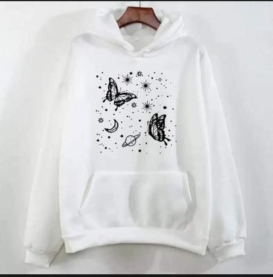 1 Pc Women's Stitched Fleece Printed Pullover Hoodie