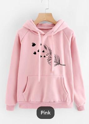 1 Pc Women's Stitched Fleece Printed Pullover Hoodie