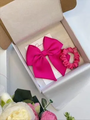 Silk Scrunchies Set - 2 Pcs Full Length & Medium Length in Vibrant Colors