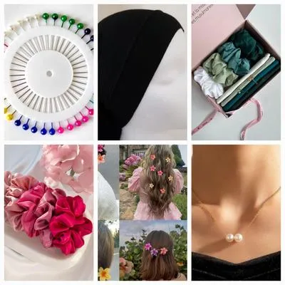 7 Pcs Multicolor Chiffon Stoler Set -7 In 1 Hijab Accessories