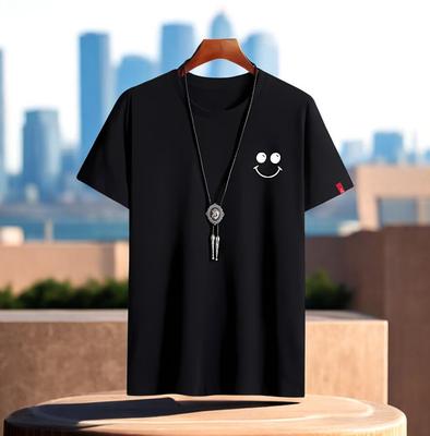 Men's Black Cotton Jersey Round Neck Graphic Sublimation T-Shirt - 1 Pc