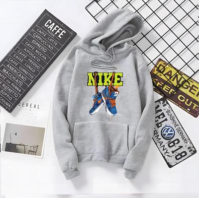 Men's Printed Fleece Hoodie - 1 Pc Hooded Sweatshirt in Grey