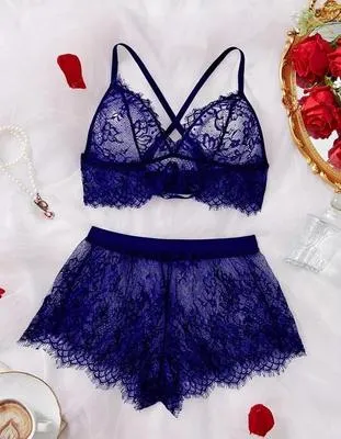 Net Lace Comfortable And Lightweight Nightwear Set