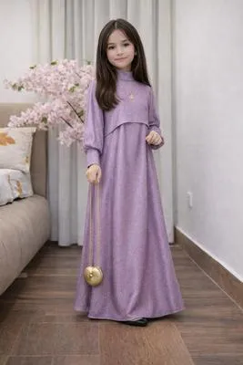 2 Pcs Girl's Grip Silk Textured Maxi & Jacket