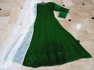 3 Pcs Women's Stitched Plain Maxi Suit thumbnail 2