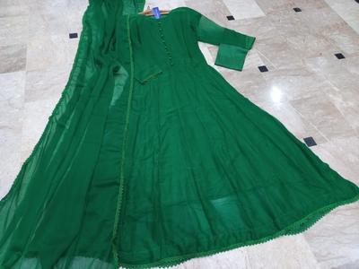 3 Pcs Women's Stitched Plain Maxi Suit thumbnail 2
