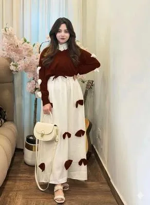 2 Pcs Women's Stitched Georgette Calligraphy Maxi and Jacket