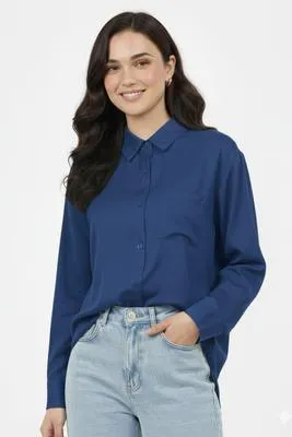 1 Pc Women's Stitched Silk Plain Shirt