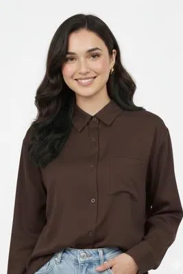1 Pc Women's Stitched Silk Plain Shirt