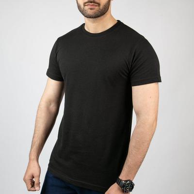 Men's Cotton Jersey Plain T-Shirt - 1 Pc, Round Neck - Black
