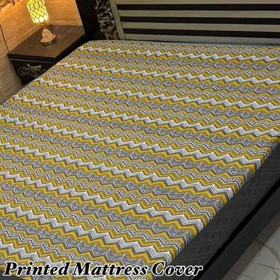 Vibrant Terry Cotton Printed Double Bed Mattress Cover