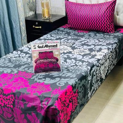 4 Pcs Cotton Salonica Printed Single Bedsheet
